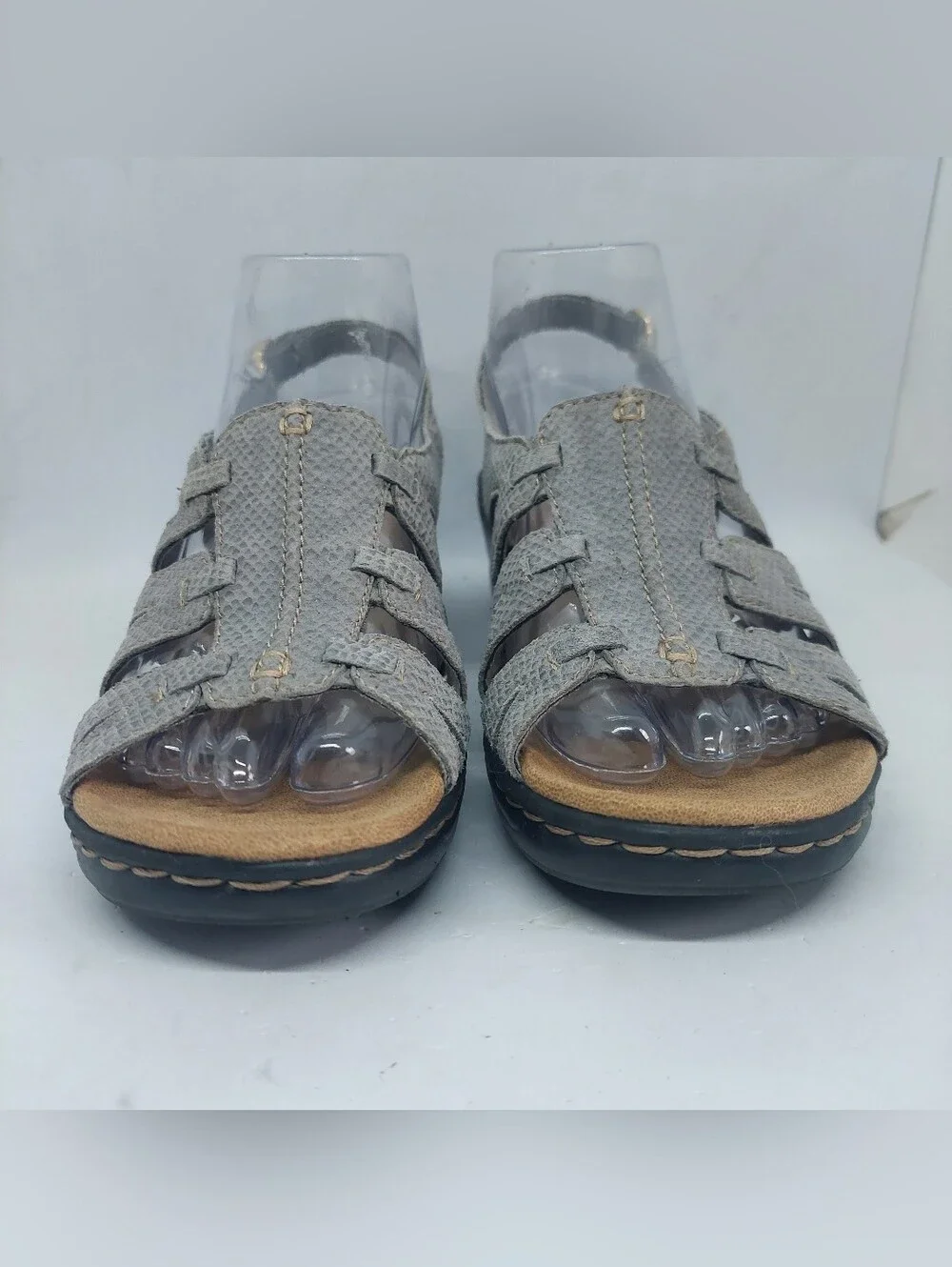 Clarks Lexi Marigold Sandals Gray Snakeskin Slingback Womens Size 7M Casual